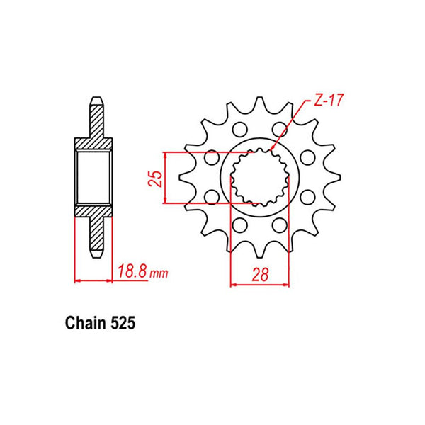 FRONT SPROCKET - STEEL 20T 525P 1