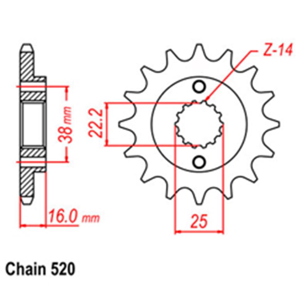 FRONT SPROCKET - STEEL 14T 520P 1