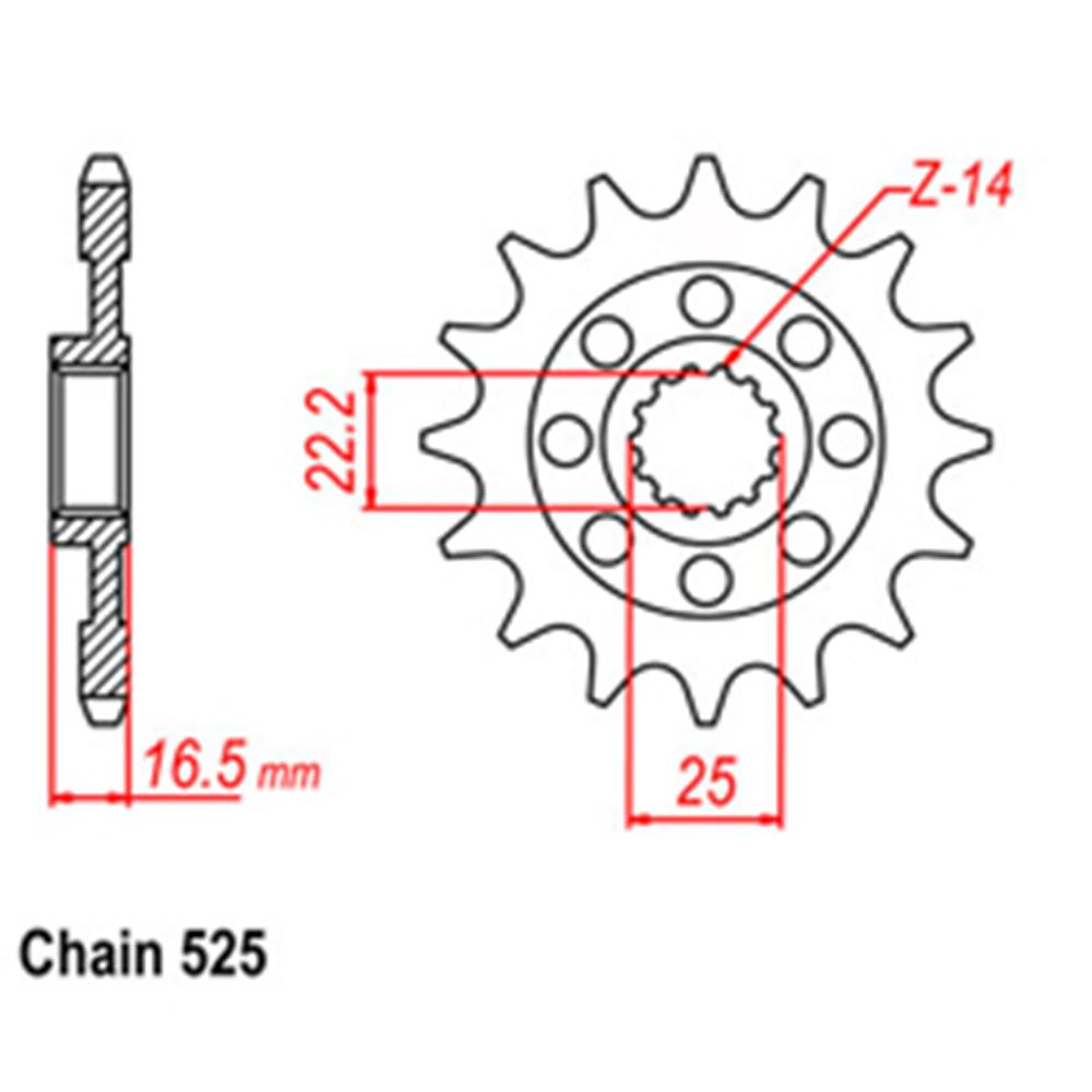 FRONT SPROCKET - STEEL 14T 525P 1