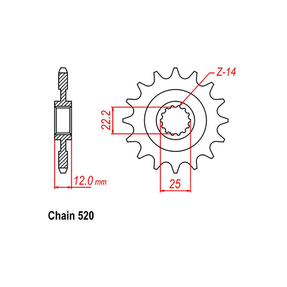 FRONT SPROCKET - STEEL 13T 520P 1