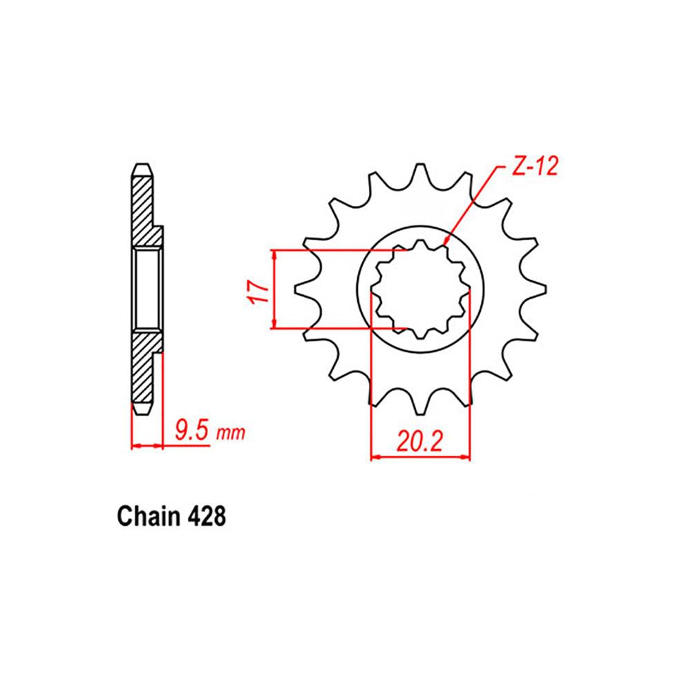 FRONT SPROCKET - STEEL 13T 428P 1