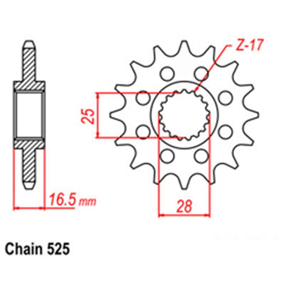 FRONT SPROCKET - STEEL 16T 525P 1