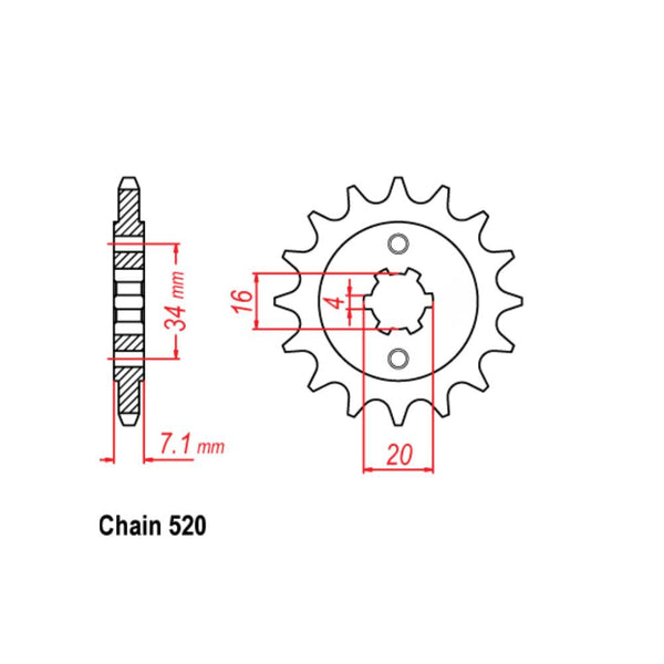 FRONT SPROCKET - STEEL 14T 520P 1