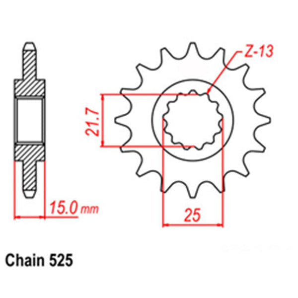 FRONT SPROCKET - STEEL 14T 525P 1