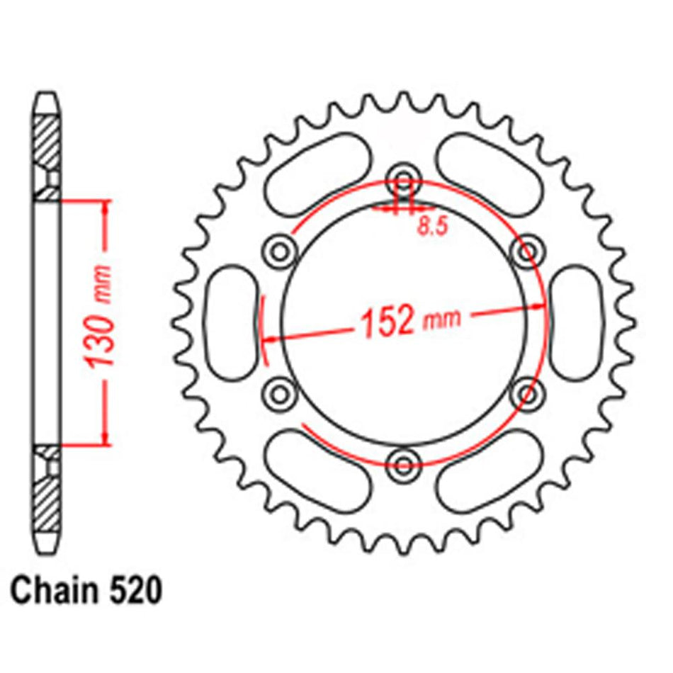 REAR SPROCKET - STEEL 51T 520P 1