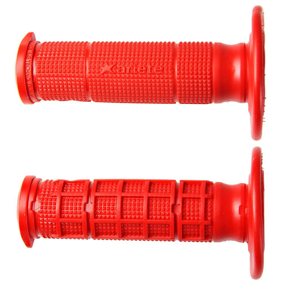 ARIETE MOTORCYCLE HAND GRIPS - MX - UNITY HALF WAFFLE - RED 1