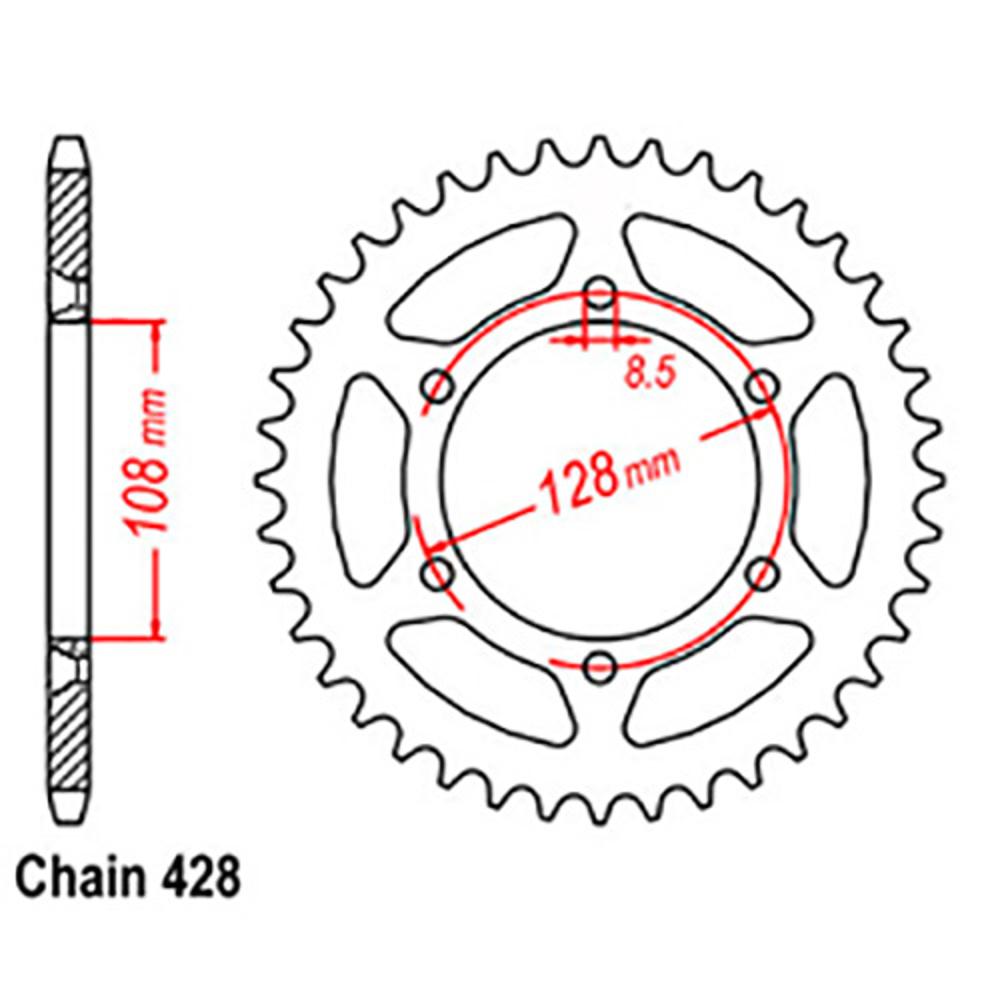 REAR SPROCKET - STEEL 51T 428P 1