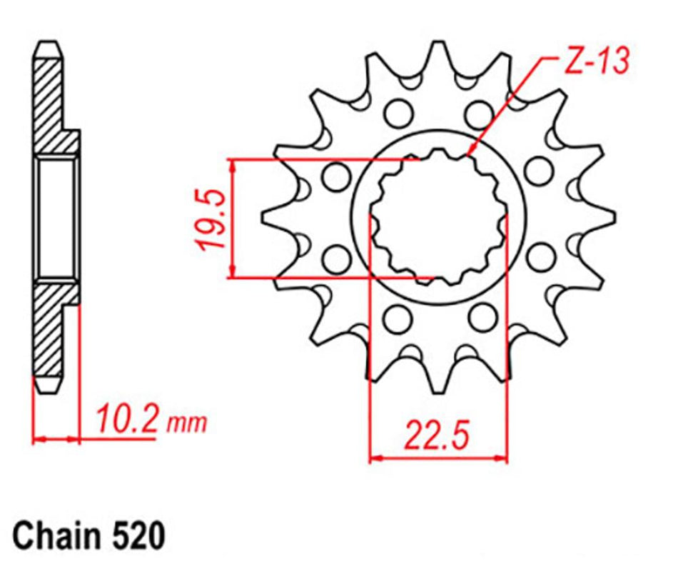 FRONT SPROCKET - STEEL 13T 520P 1