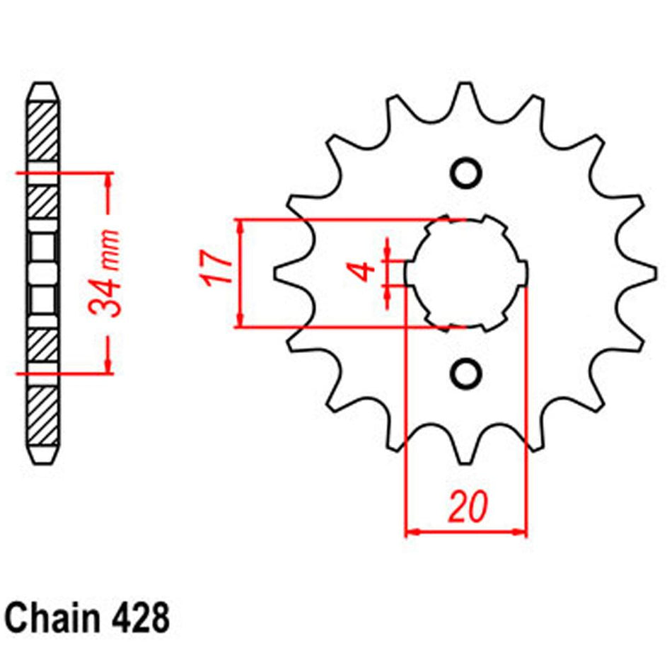 FRONT SPROCKET - STEEL 17T 428P 1