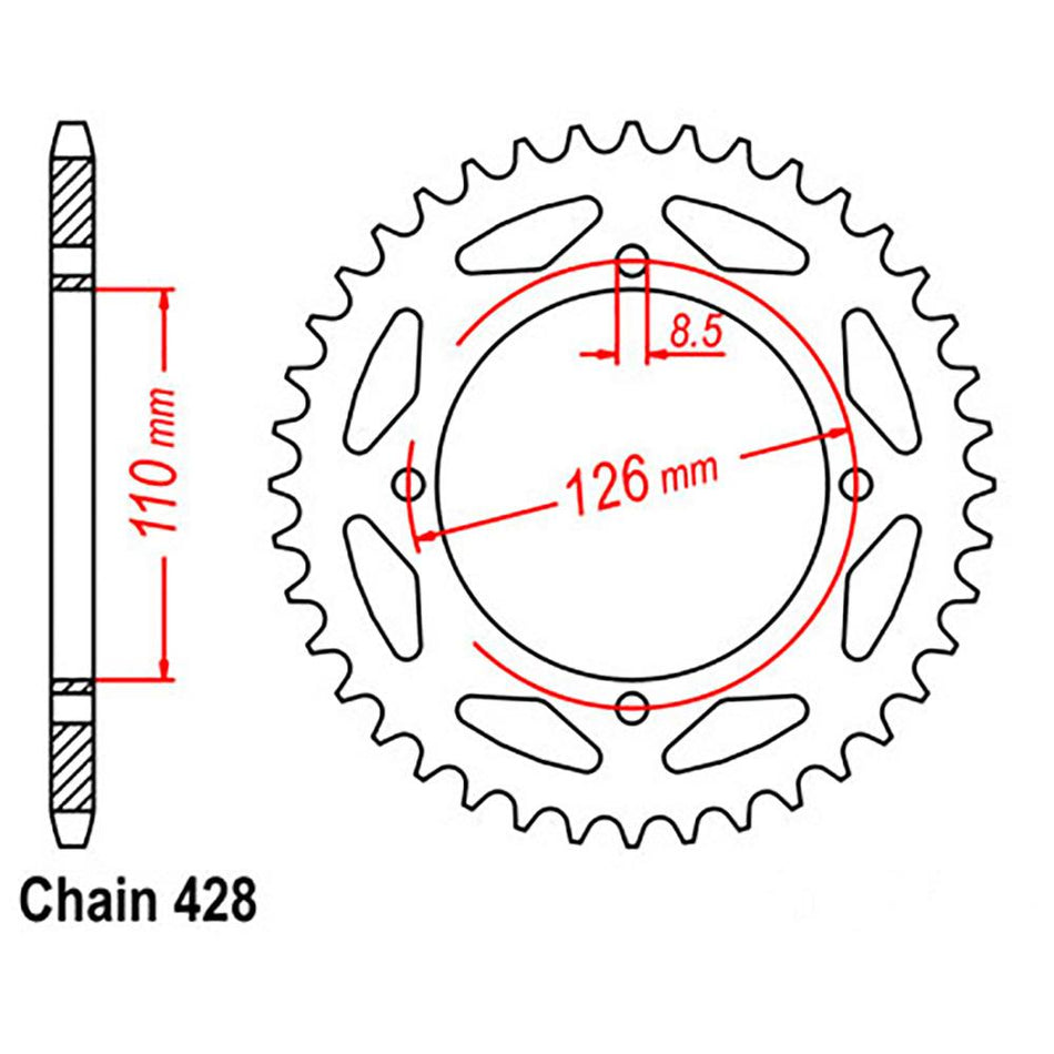 REAR SPROCKET - STEEL 50T 428P 1