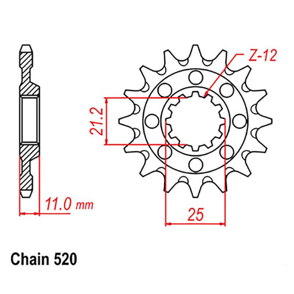 FRONT SPROCKET - STEEL 14T 520P 1