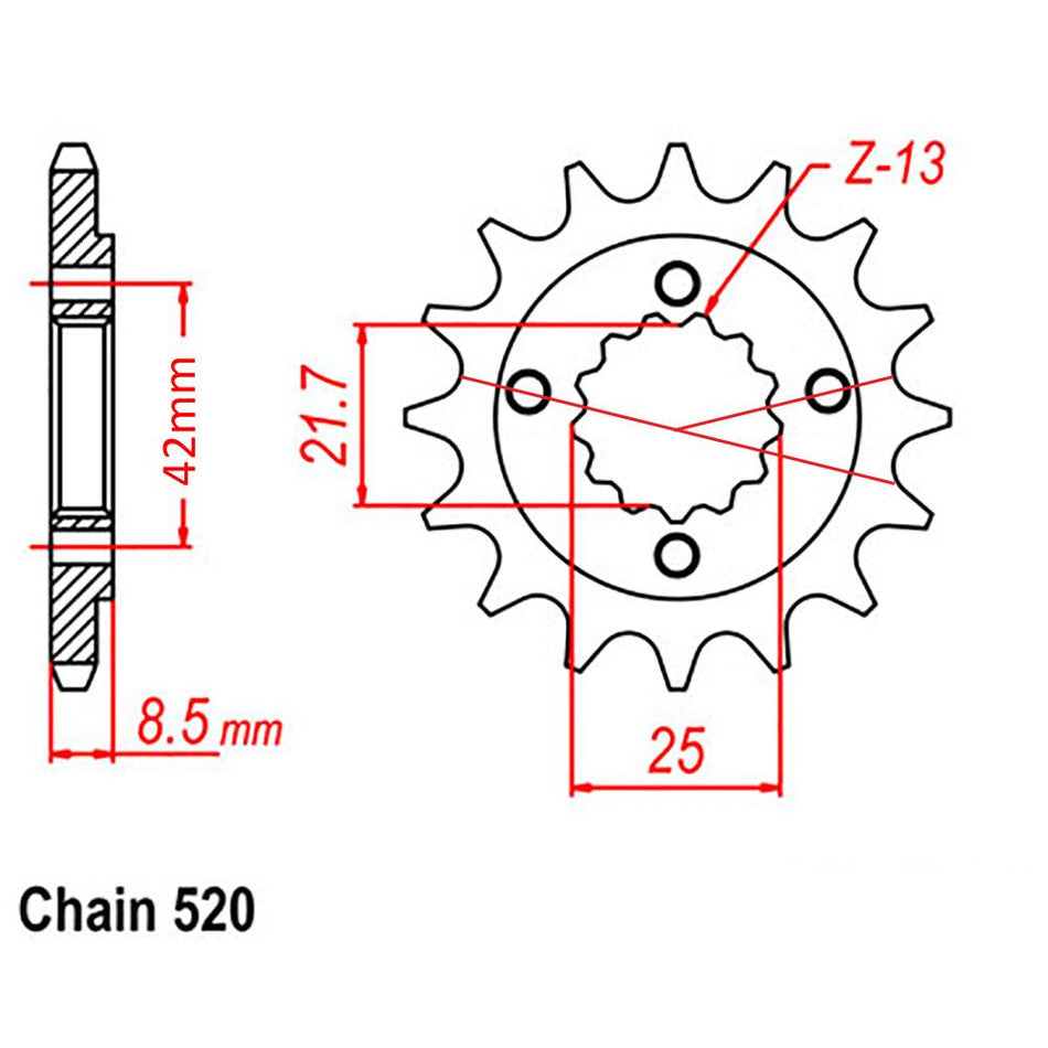 FRONT SPROCKET - STEEL 14T 520P D/D 1