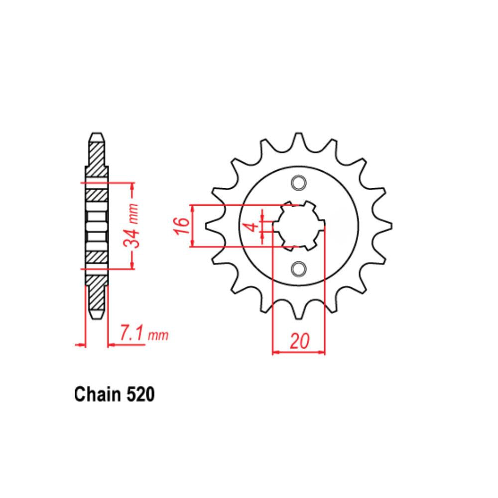 FRONT SPROCKET - STEEL 15T 520P 1