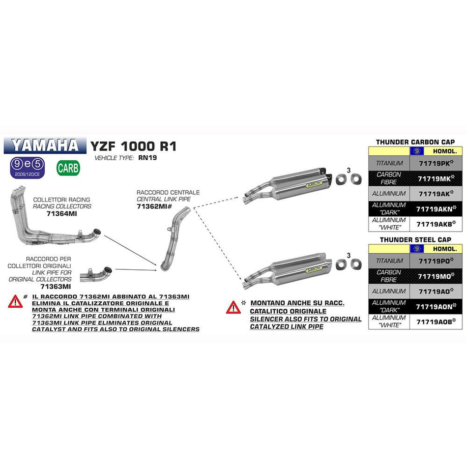 ARROW 71362MI [RLP]:CENTRAL LINK PIPE Stainless steel - YA YZF R1 07>08 1