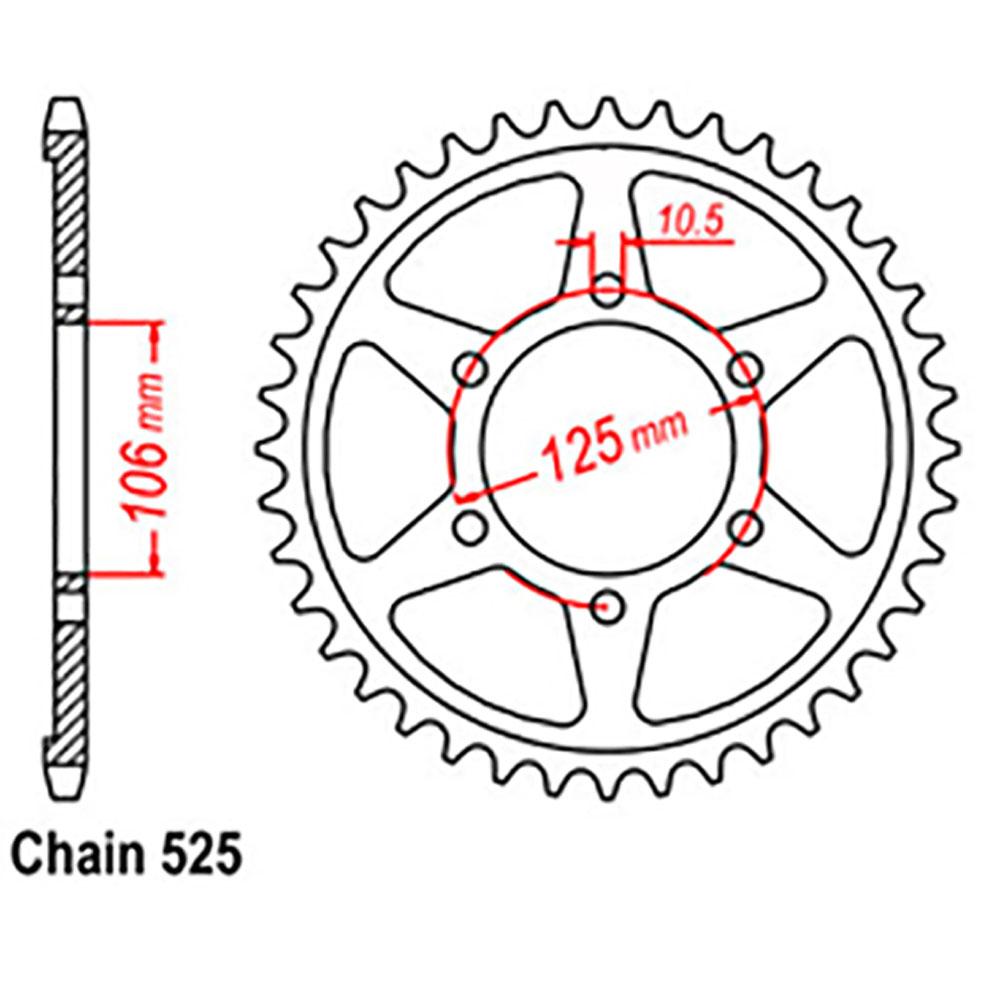 REAR SPROCKET - STEEL 50T 525P 1