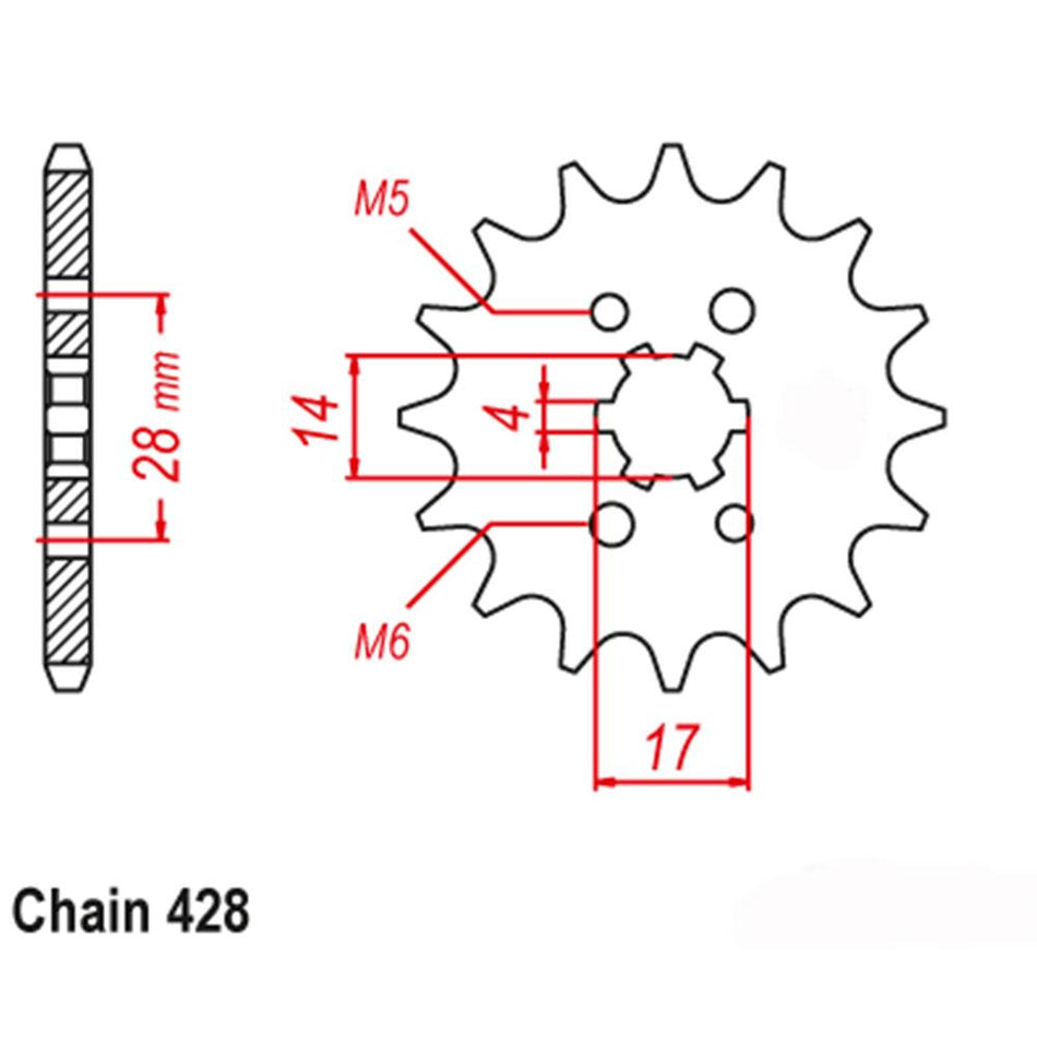 FRONT SPROCKET - STEEL 13T 428P 1