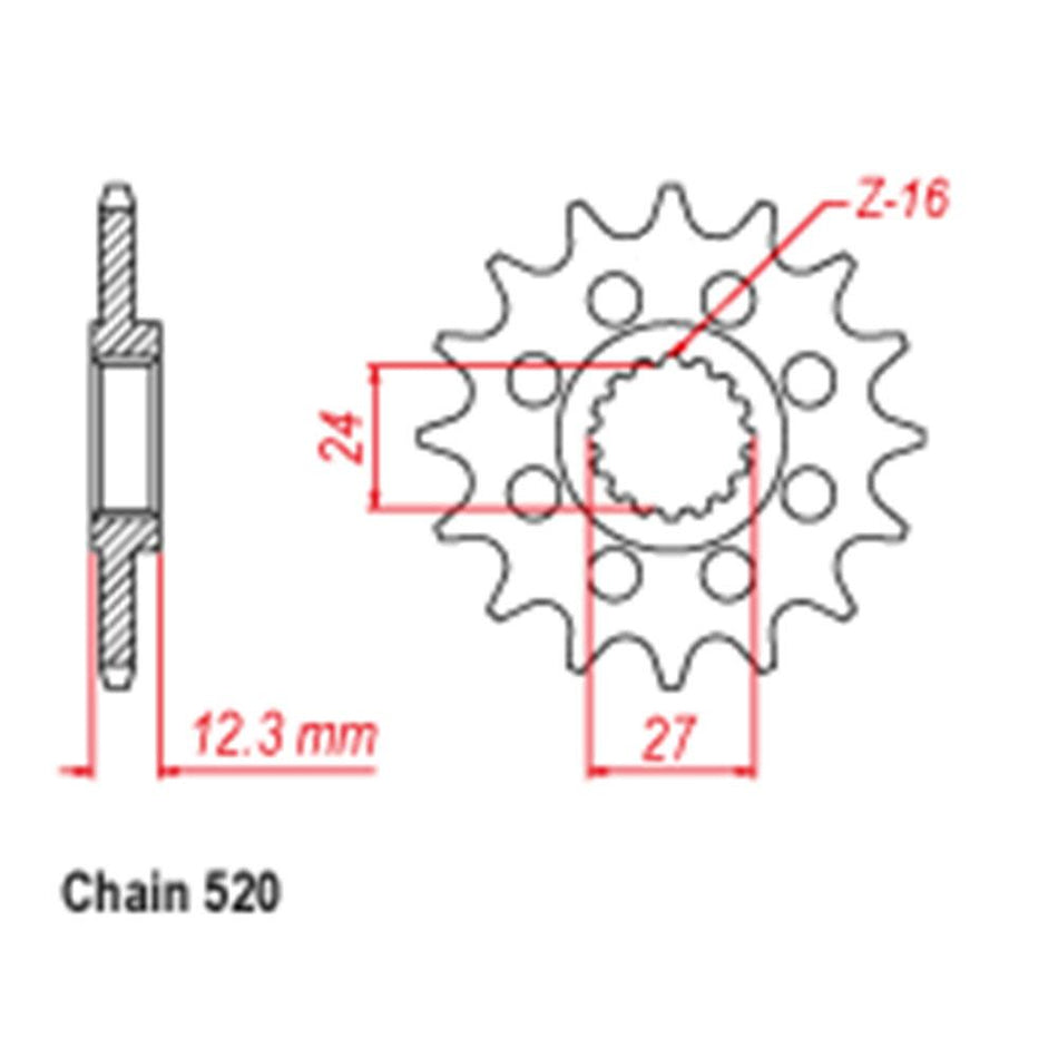 FRONT SPROCKET - STEEL 16T 520P 1