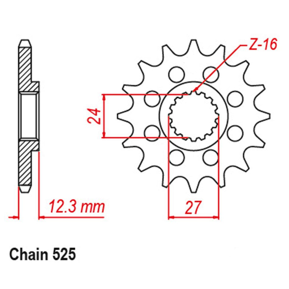 FRONT SPROCKET - STEEL 16T 525P 1