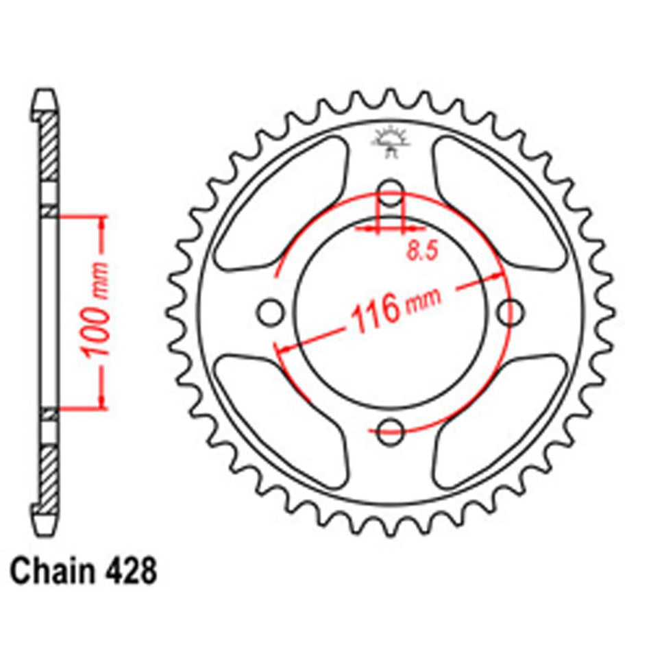 REAR SPROCKET - STEEL 50T 428P 1