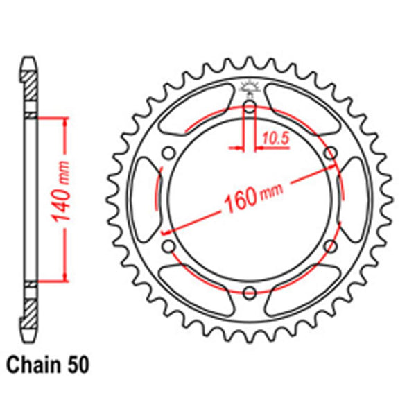 REAR SPROCKET - STEEL 49T 530P 1