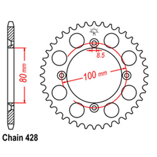 REAR SPROCKET - STEEL 50T 428P 1