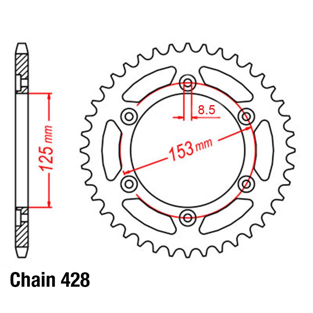 REAR SPROCKET - STEEL 49T 428P 1