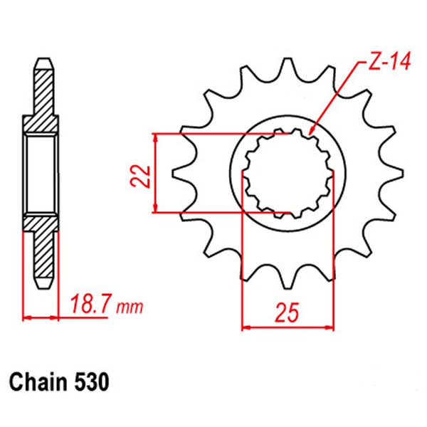 FRONT SPROCKET - STEEL 15T 530P 1