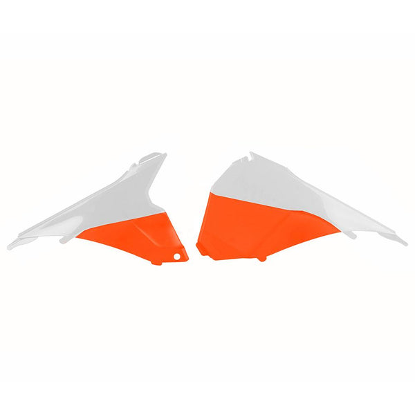 POLISPORT AIRBOX COVERS KTM EXC/EXC-F 14-16 - WHITE/ORANGE 1