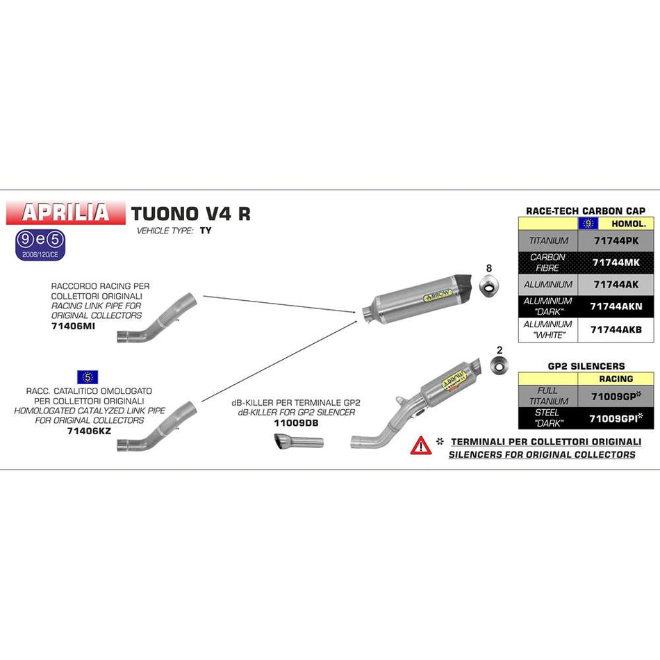 ARROW 71406MI [RAS]: LINK PIPE Stainless steel - APR RSV4 09-15 / TUONO V4R 11-15 2
