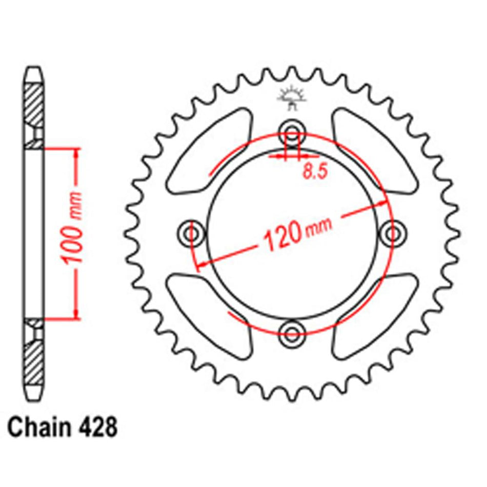 REAR SPROCKET - STEEL 50T 428P 1