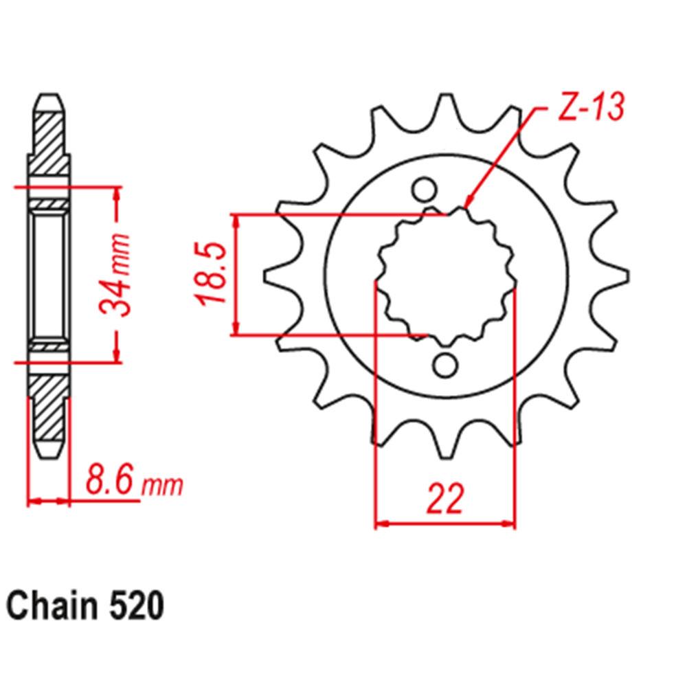 FRONT SPROCKET - STEEL 15T 520P 1