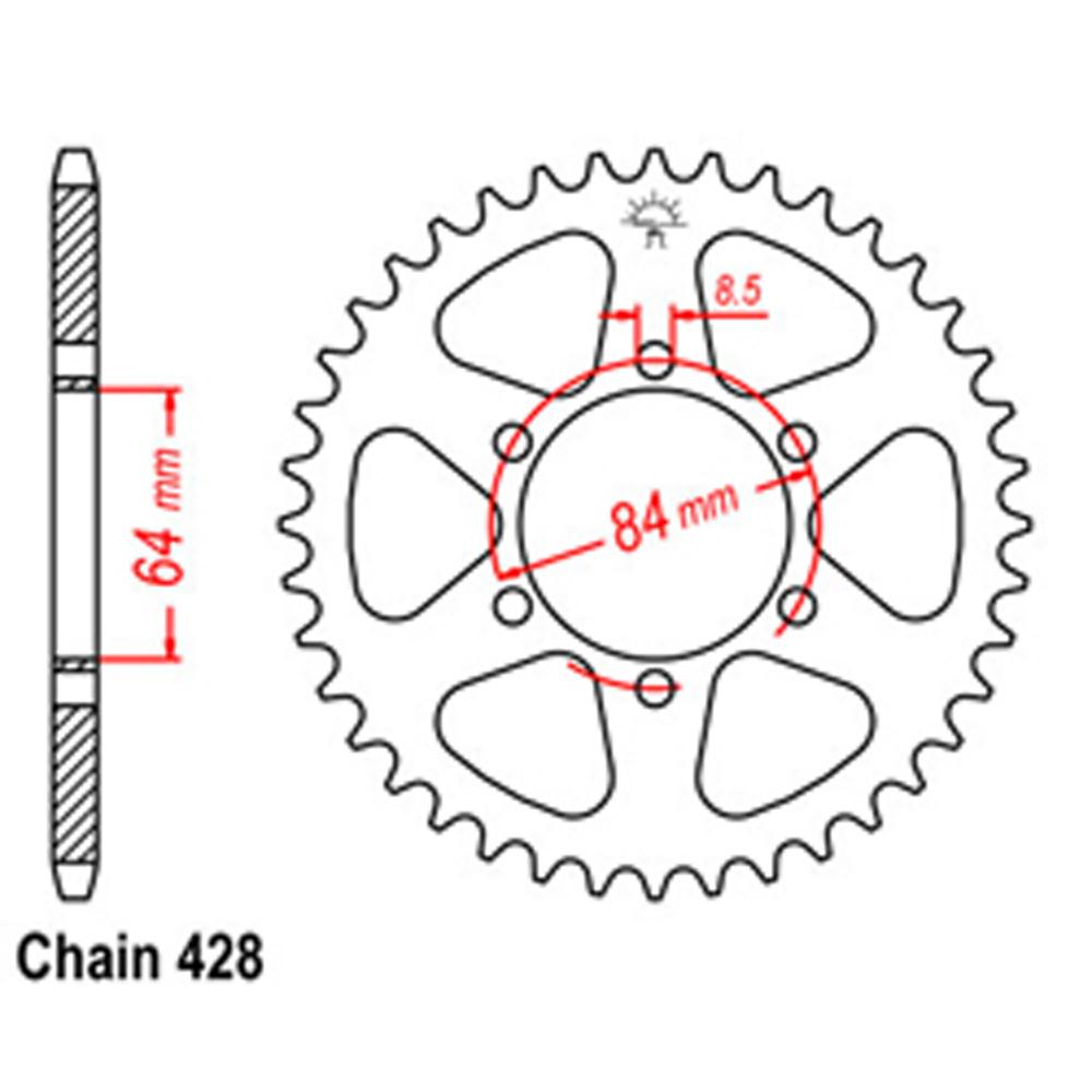 REAR SPROCKET - STEEL 50T 428P 1