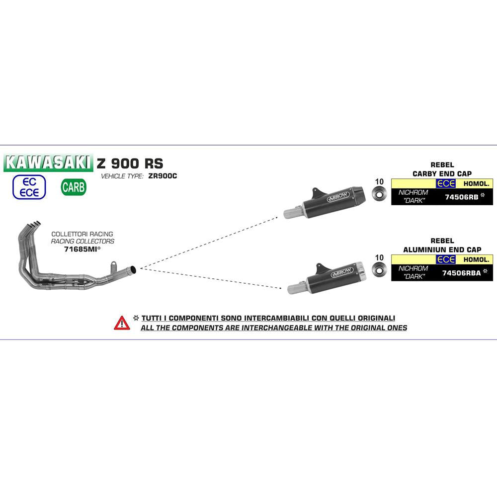 ARROW 71685MI Collector :- Stainless 4:2:1 Non-Cat KAWASAKI Z900 RS 2