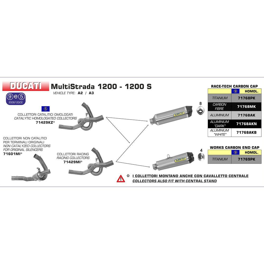 ARROW Collector 71429MI [RAS]: Stainless 2:1 Non-Cat - DUC M/S 1200 & S 10>14 2