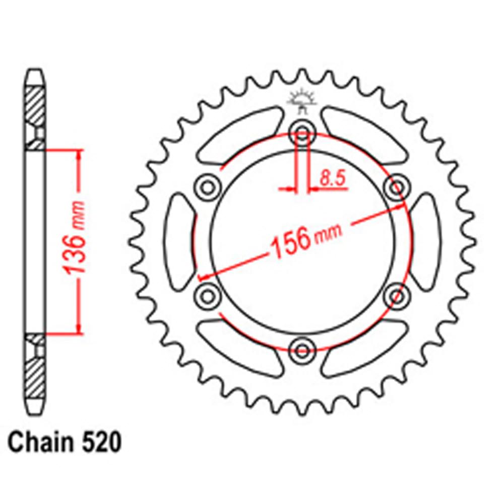 REAR SPROCKET - STEEL 50T 520P 1