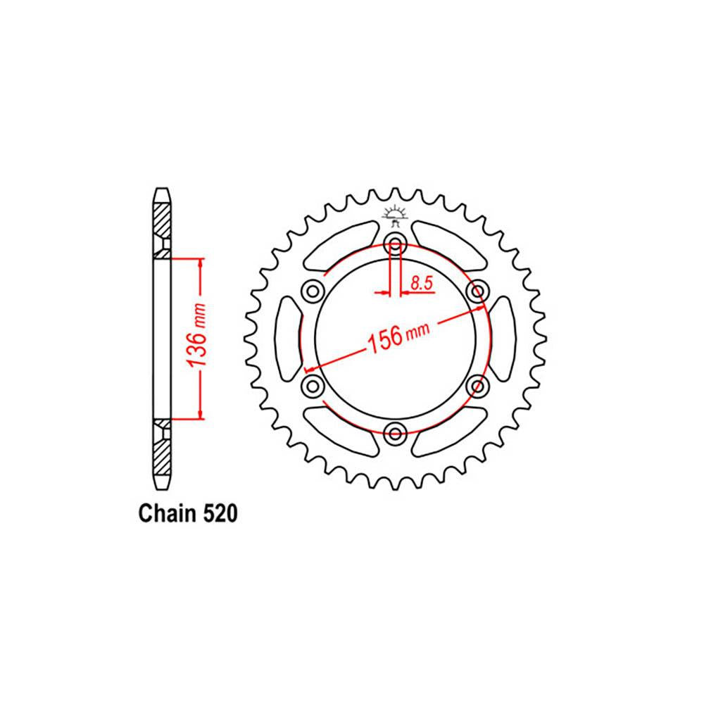 REAR SPROCKET - STEEL 51T 520P 1