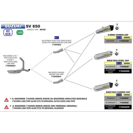 ARROW 71645MI [RAS-71846]: LINK PIPE Stainless steel - SUZUKI 2