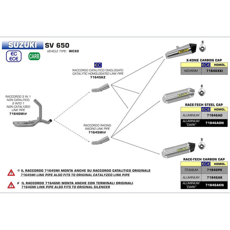 ARROW 71645MI [RAS-71846]: LINK PIPE Stainless steel - SUZUKI 2