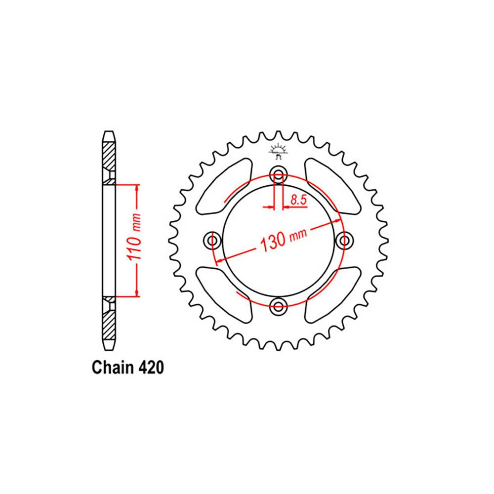 REAR SPROCKET - STEEL 50T 420P 1