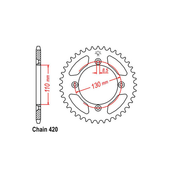 REAR SPROCKET - STEEL 50T 420P 1