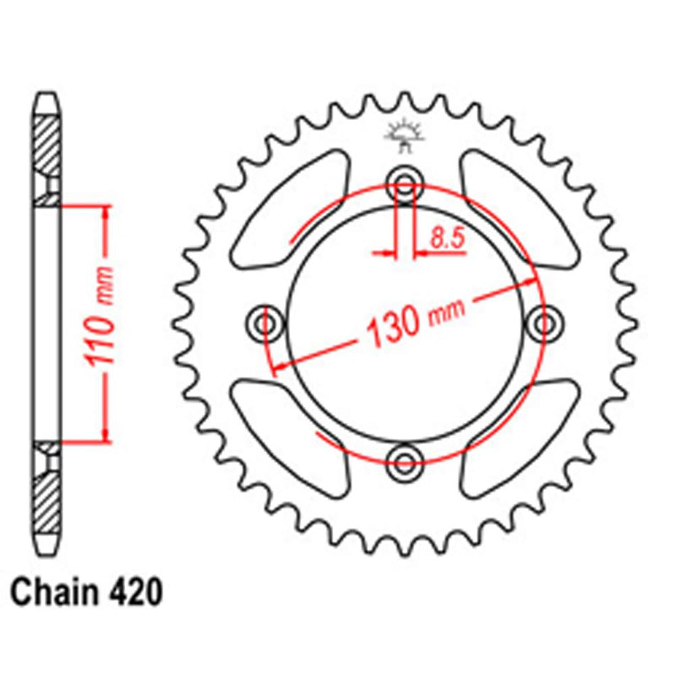 REAR SPROCKET - STEEL 51T 420P 1