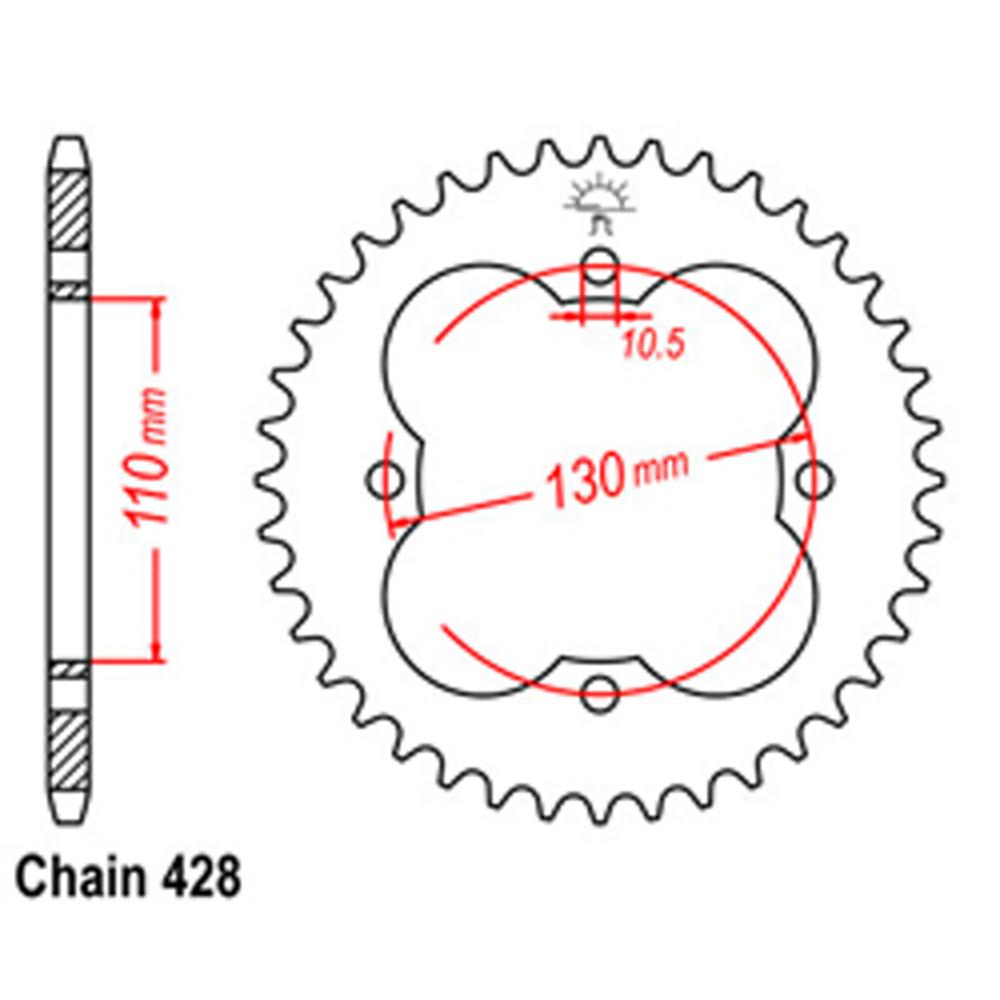 REAR SPROCKET - STEEL 50T 428P 1