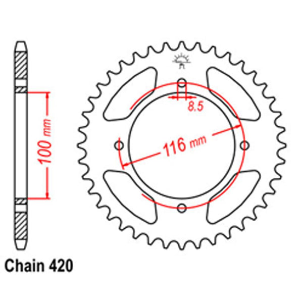 REAR SPROCKET - STEEL 50T 420P 1