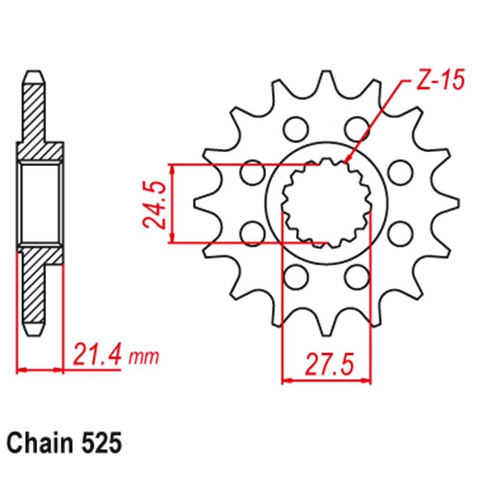 FRONT SPROCKET - STEEL 16T 525P 1