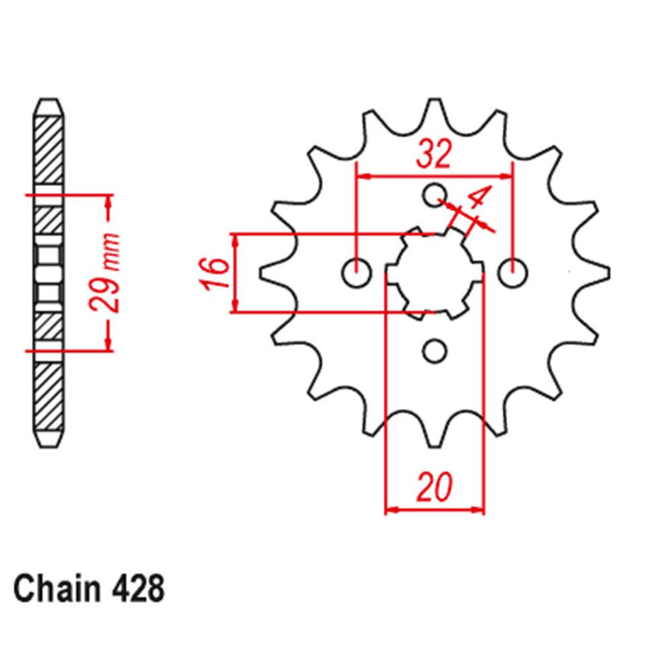 FRONT SPROCKET - STEEL 14T #428 D/D 1