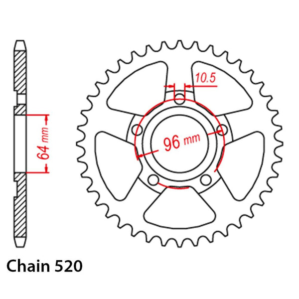 REAR SPROCKET - STEEL 50T 520P 1