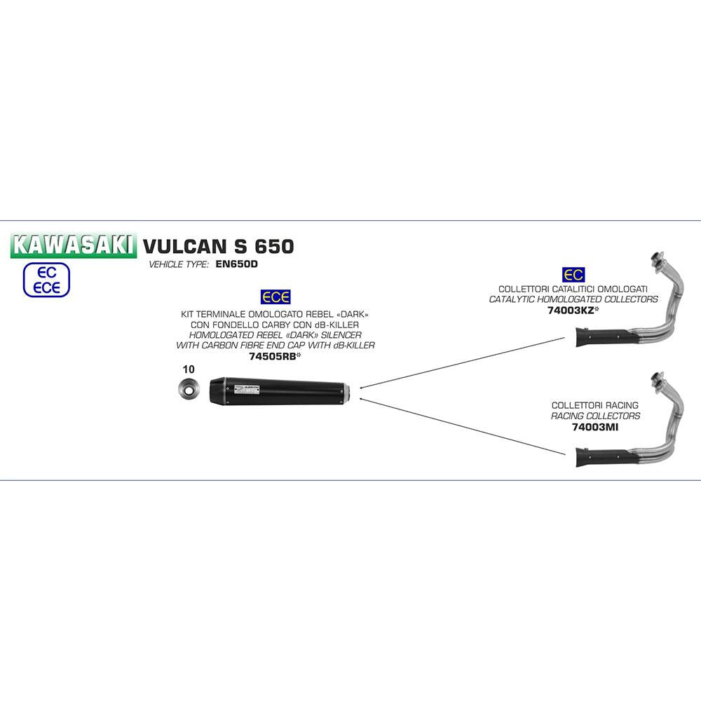 ARROW Collector 74003MI [RAS]: Stainless 2:1 Non-Cat - KA VULCAN S650 17>20 2