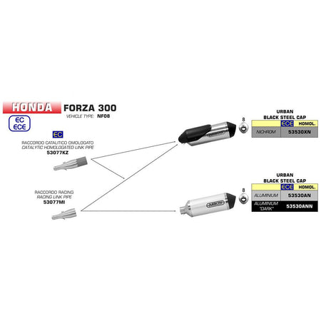 ARROW 53530ANN [RLP]: URBAN ALUM DRK W BLK STL E/C - HON FORZA 301 4