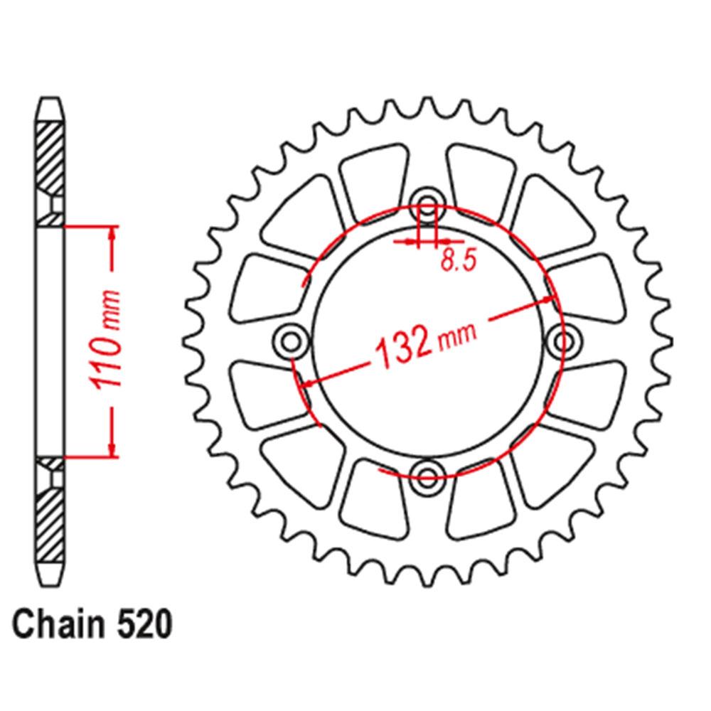 REAR SPROCKET - STEEL 50T 520P 1