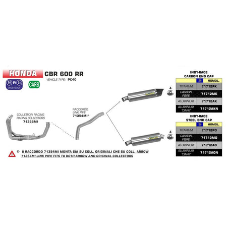 ARROW 71354MI [RAS]: LINK PIPE RE #71712 SIL - HO CBR600RR 07>08 2